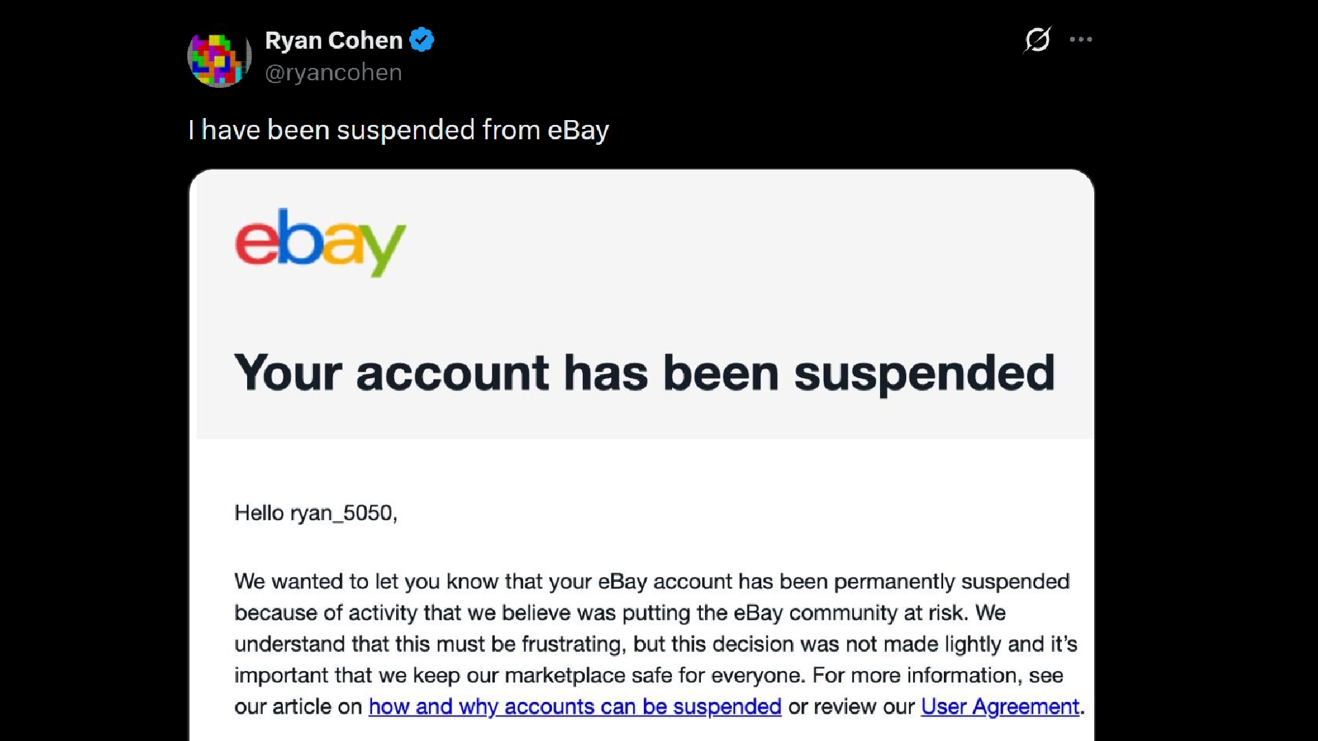 GameStop (GME) CEO Ryan Cohen's eBay account has been suspended ...