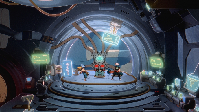 Orbitals is a 1980s anime story uniquely structured for two players