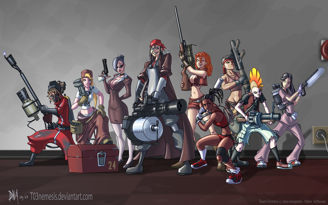 Team Fortress Fan Girls, by T03nemesis