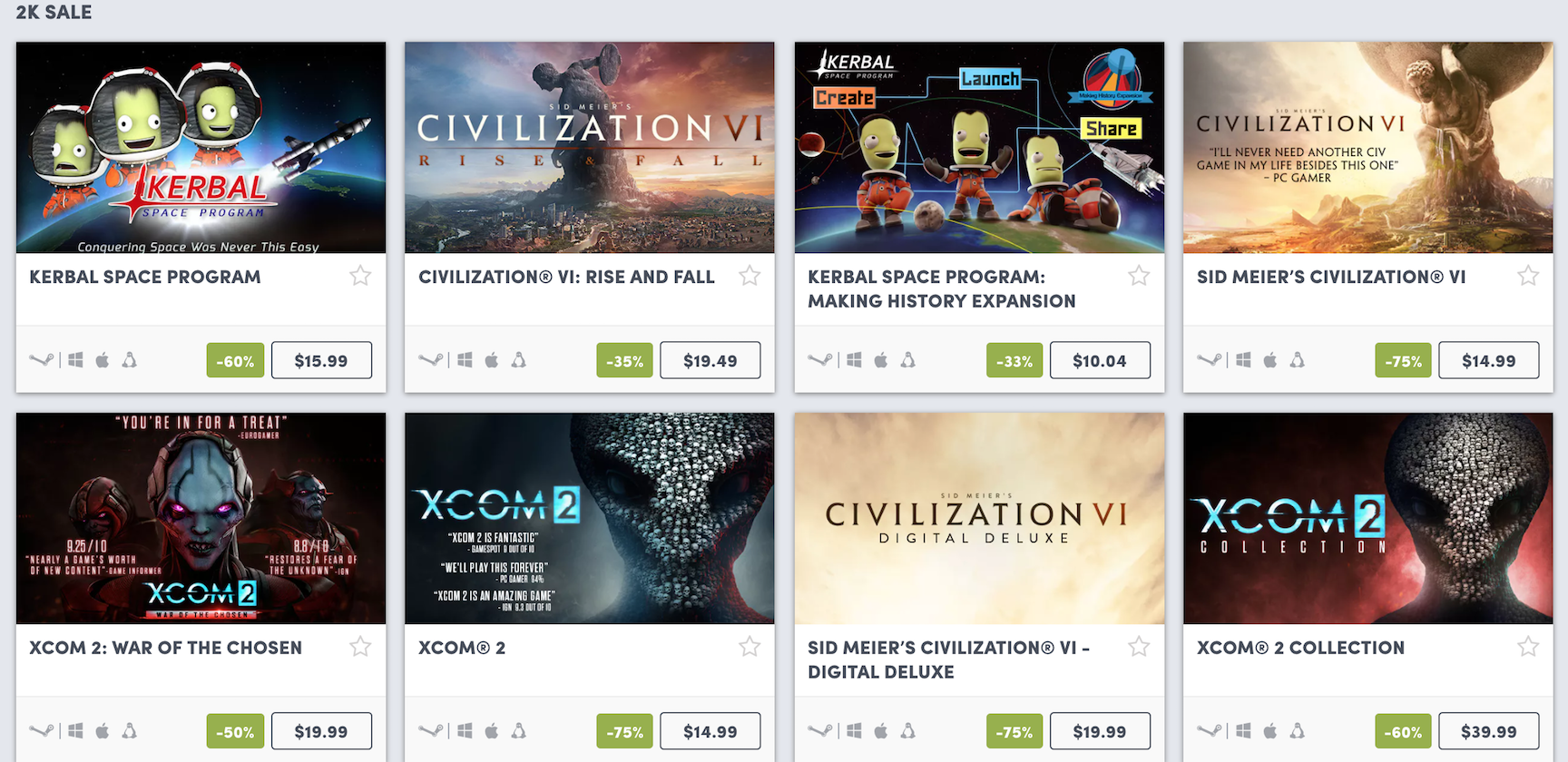 Humble Bundle 2K Sale