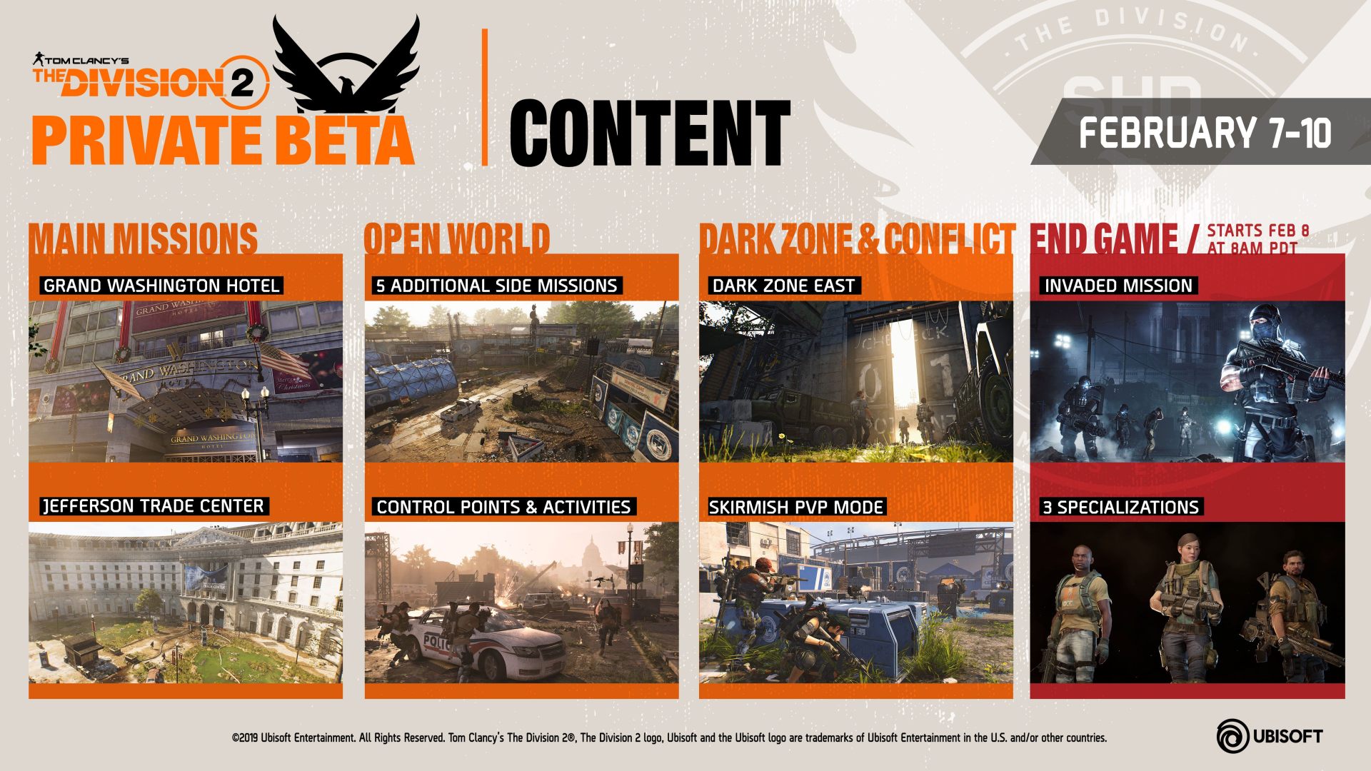 tom clancy the division 2 ubisoft private beta schedule access endgame