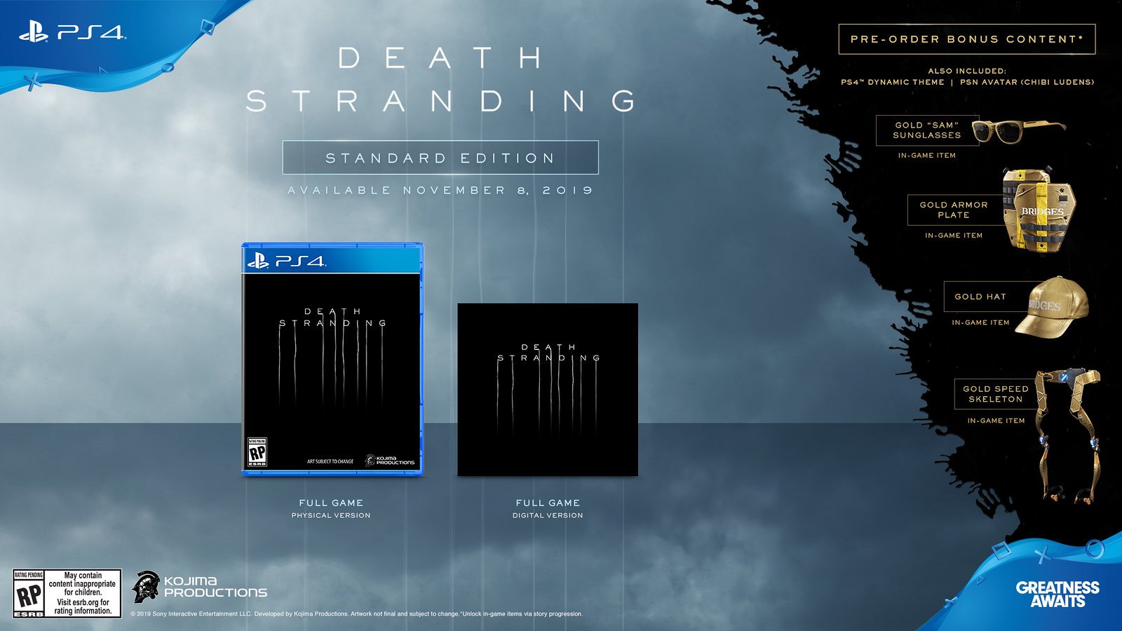 Death Stranding Standard Edition preorder bonuses