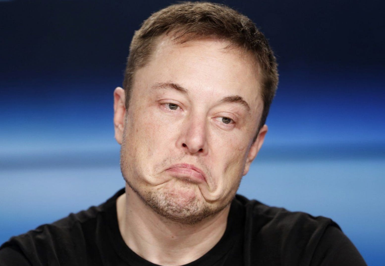 Elon Musk seen here thinking about tweeting something dumb.