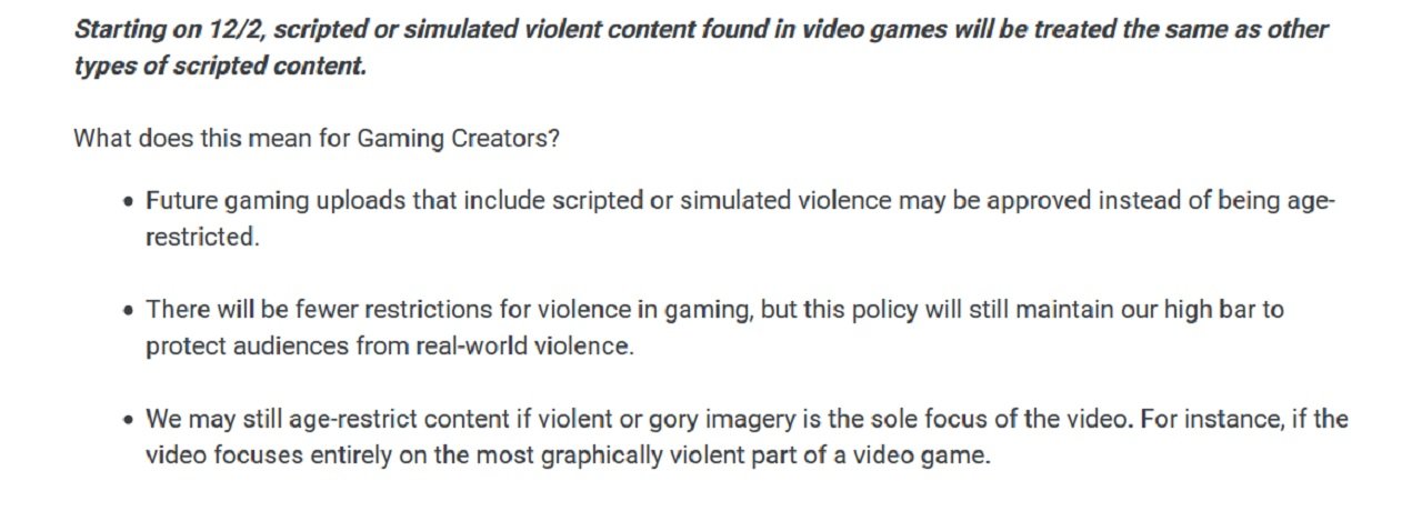 YouTube Gaming's new rules should bring consistency to the rules that determine the presence of violence in gaming, movie, and TV videos.