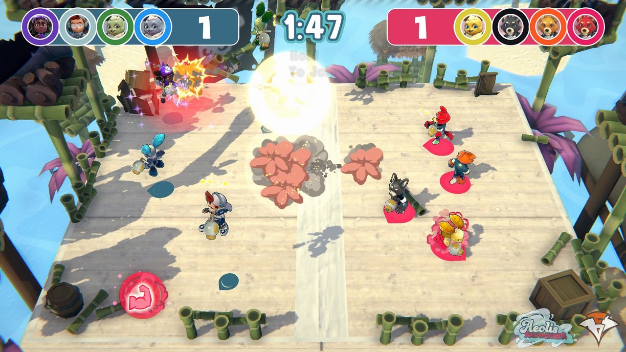 There's a bomb dodgeball game in Aeolis Tournament that plays out like a mix of dodgeball and hot potato as you aim to get lit bombs over to your opponent's before they can explode.