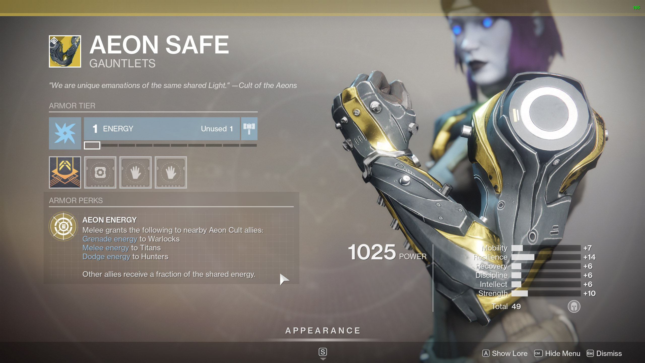Destiny 2 Exotic Titan Armor Aeon Safe