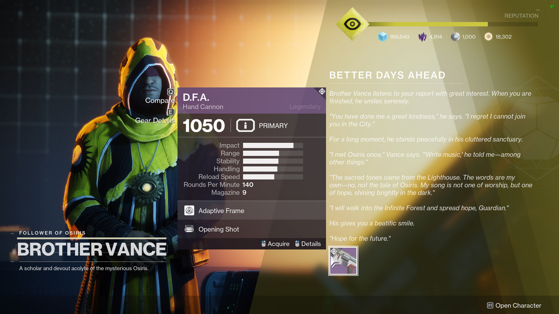 Destiny 2 Exodus Evacuation DFA Hand Cannon