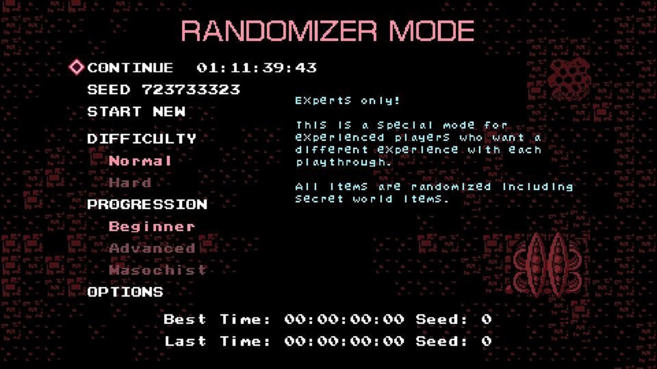 The Randomizer Mode in Axiom Verge comes from the aid of modders and the Axiom Verge speedrunning community.