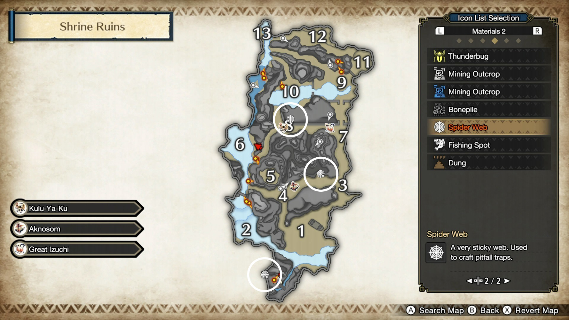 monster hunter rise spider webs shrine ruins map