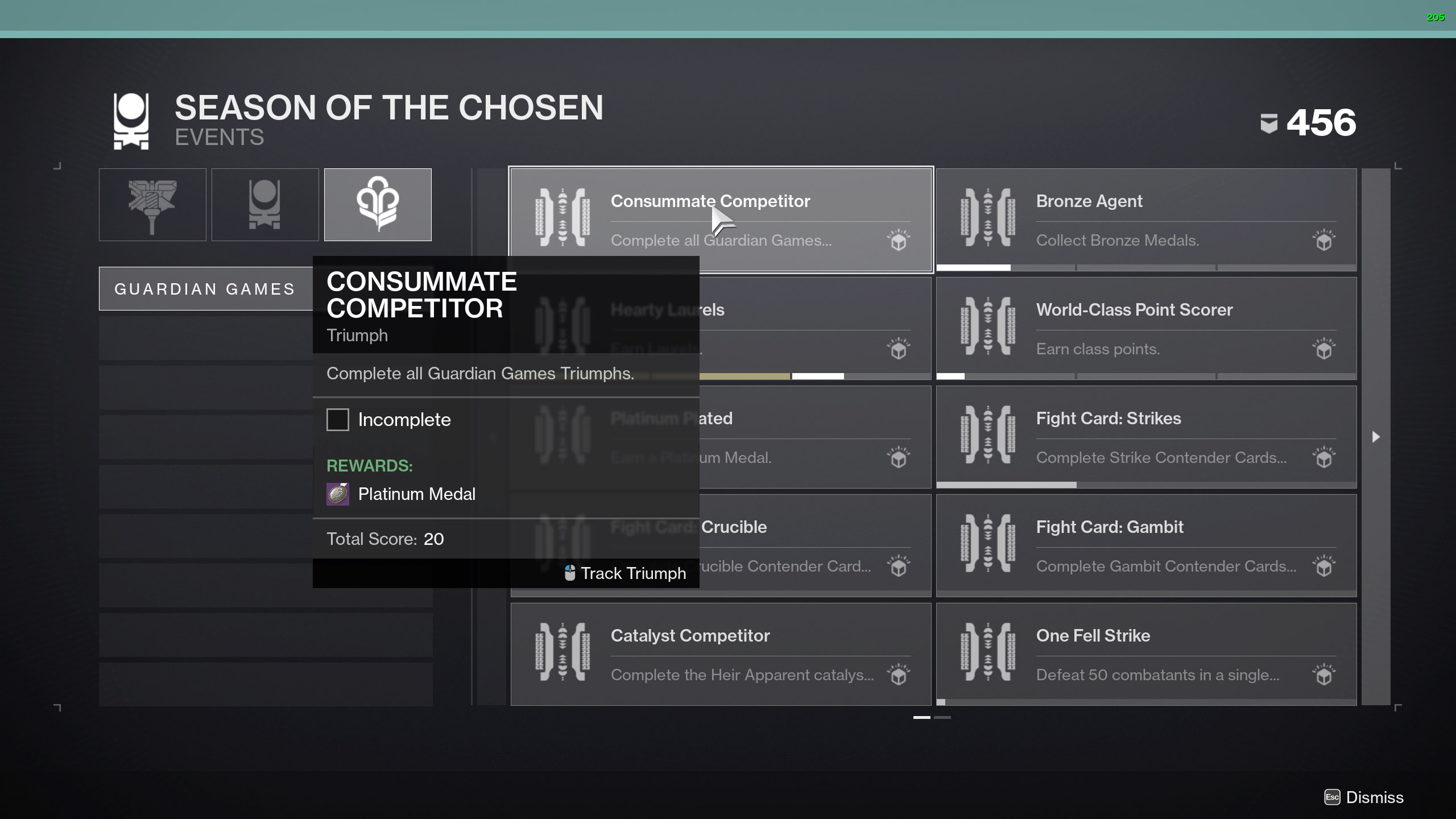 destiny 2 guardian games triumphs