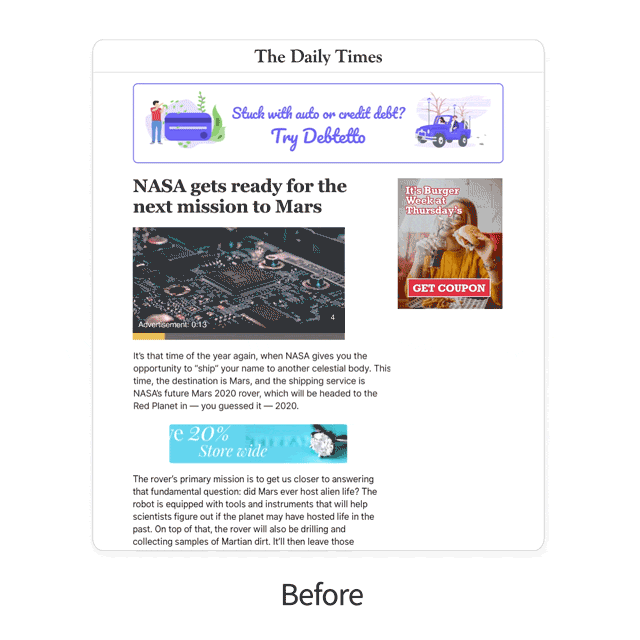 An example of how Scroll alters websites for readability.