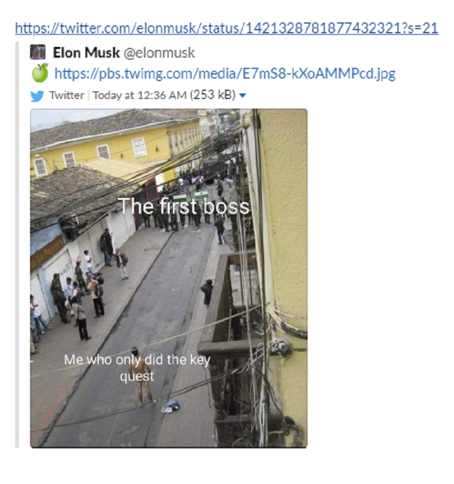 Elon Musk's deleted tweet directed at Apple.