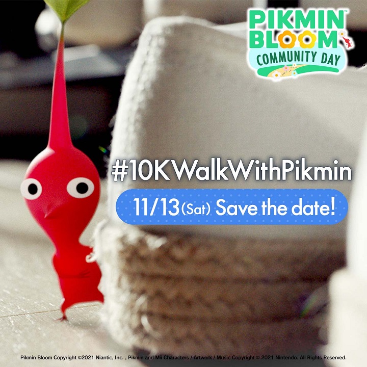 The first Pikmin Bloom Community Day event on November 13 will feature a special 10k-step challenge and reward for those who complete it.