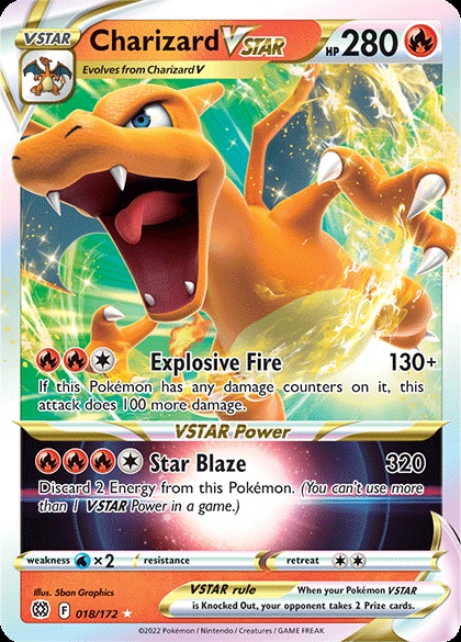 In addition to featuring all-new art and abilities, VSTAR cards all feature intense powers. Charizard allows you to free up two energies from it once in play.