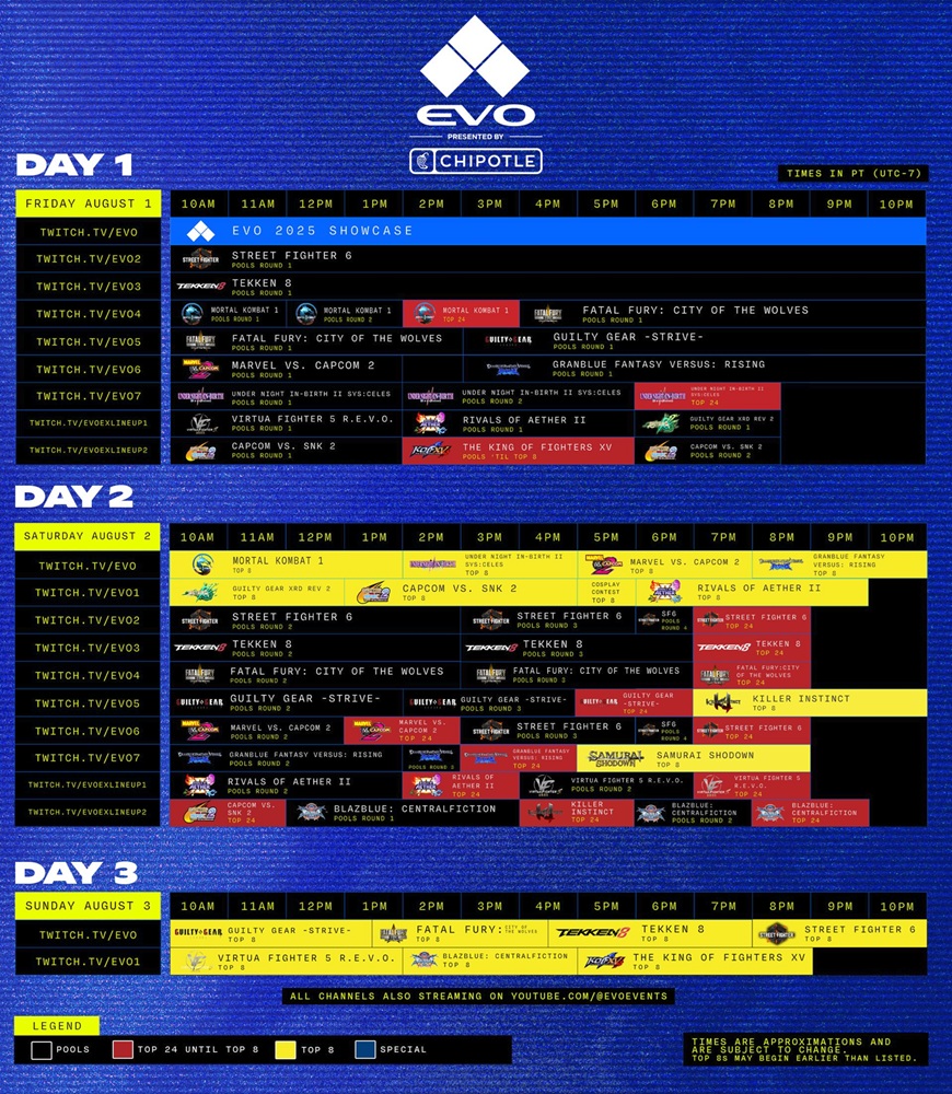 EVO 2025: Schedule, brackets, prize pool, games & where to watch