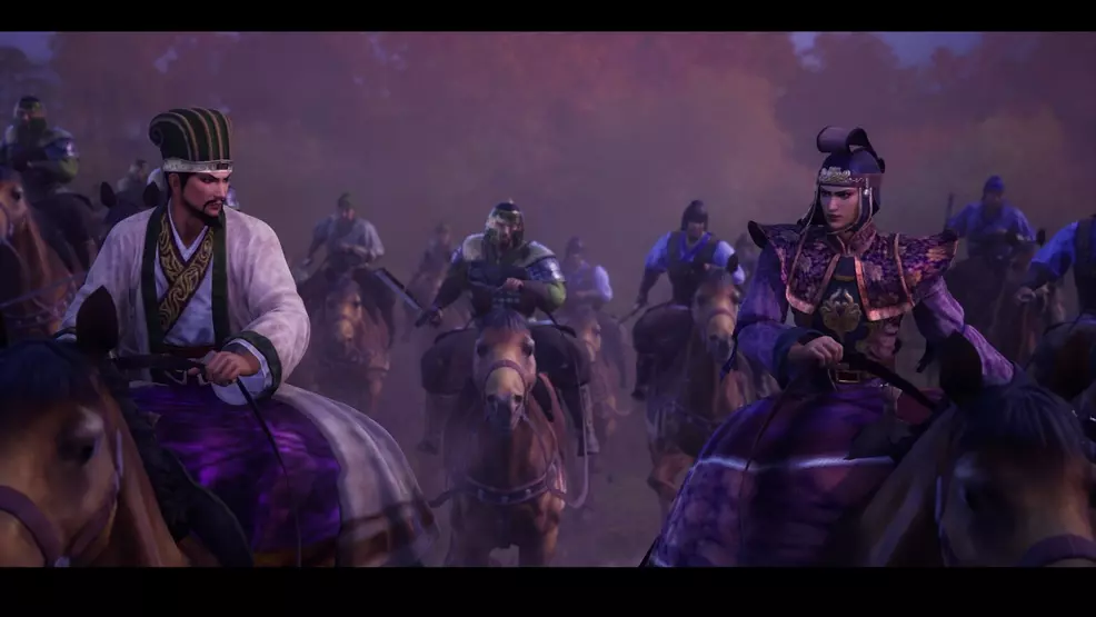 Zhuge Liang and Sima Yi ride into battle in Dynasty Warriors 3: Complete Edition Remastered.