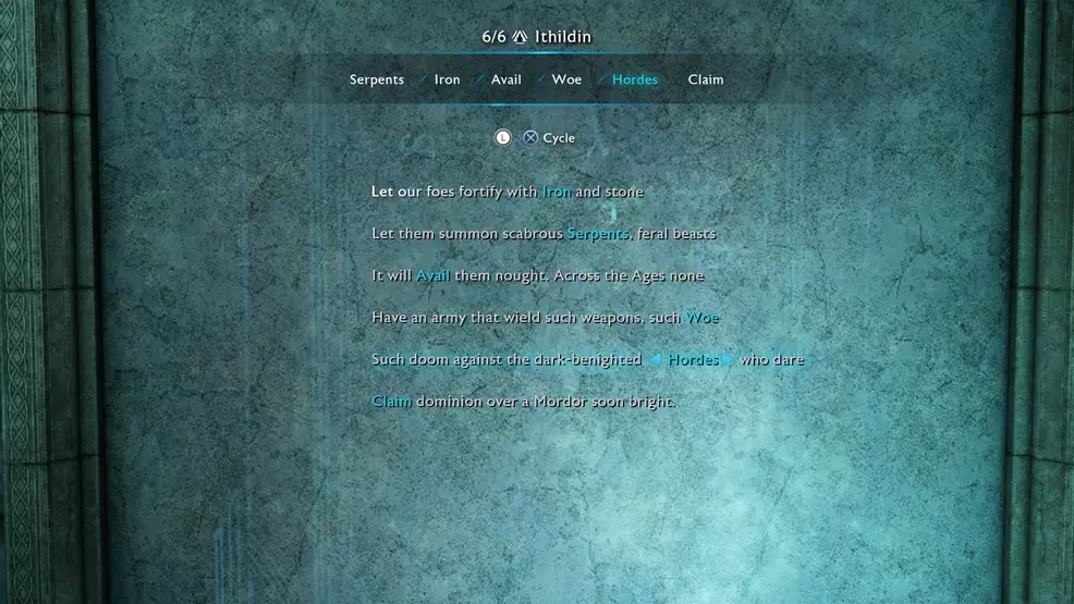 Nurnen Ithildin Door Poem solution Middle-earth Shadow of War