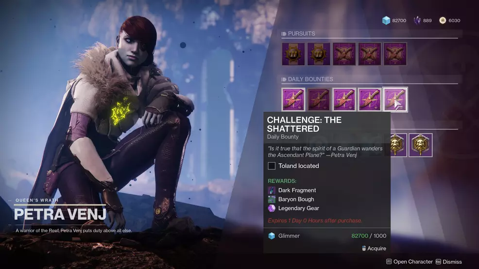 See Petra Venj to grab the Challenge: The Shattered in Destiny 2.