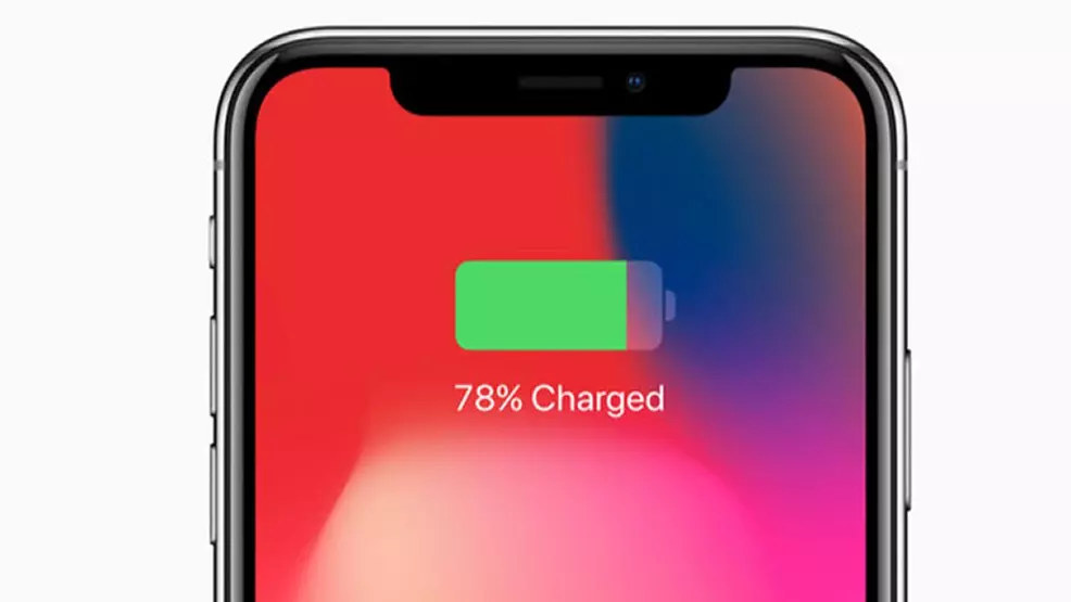 iPhone X models additionally display battery percentage while charging.