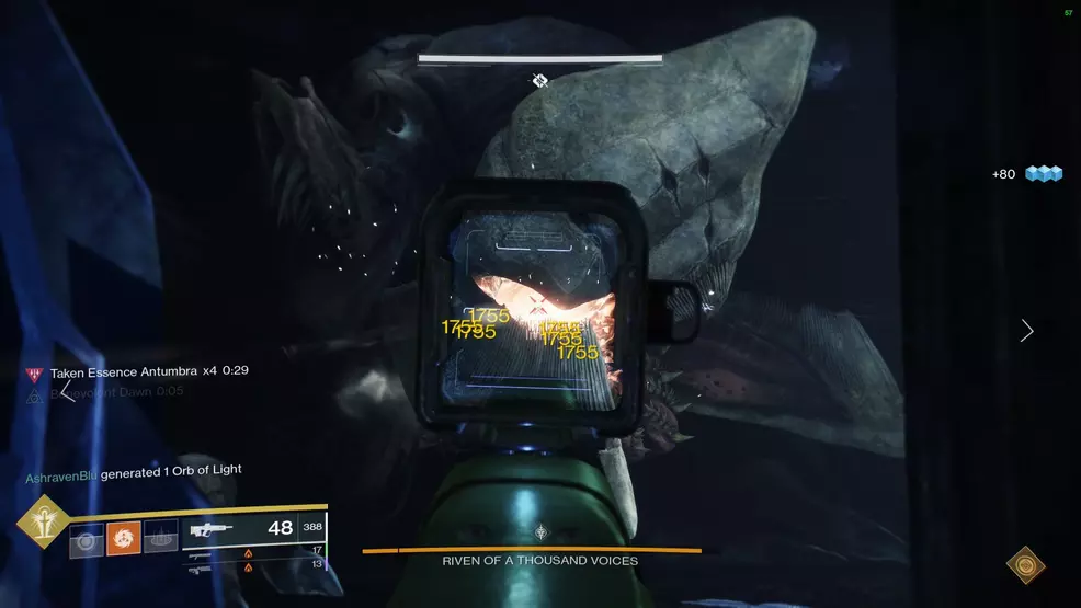 Riven will enter one room, players must deal damage to her tentacles or her mouth, depending on her attack.