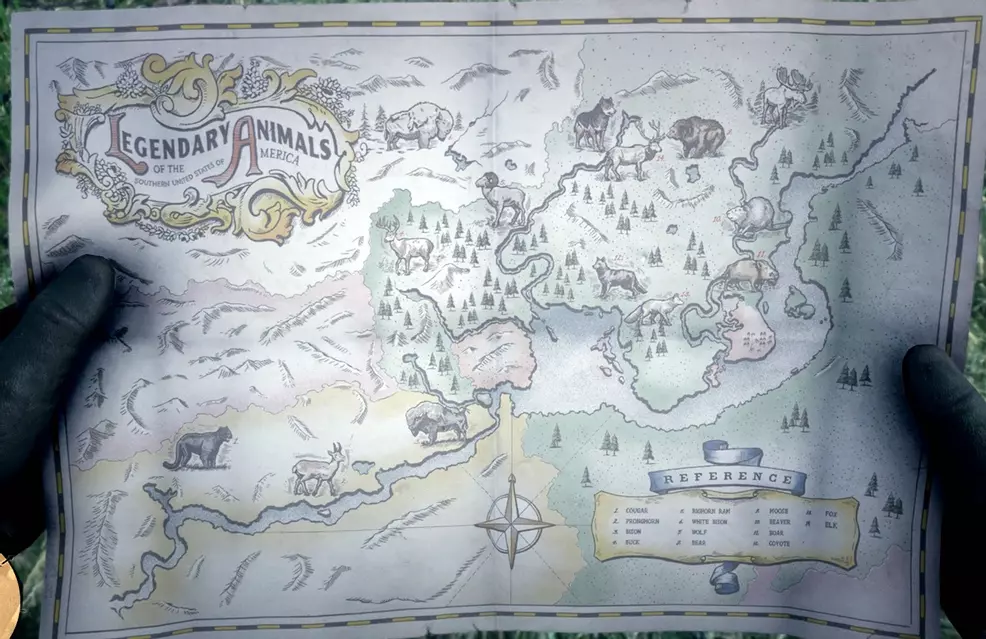 The Legendary Animal map in Red Dead Redemption 2