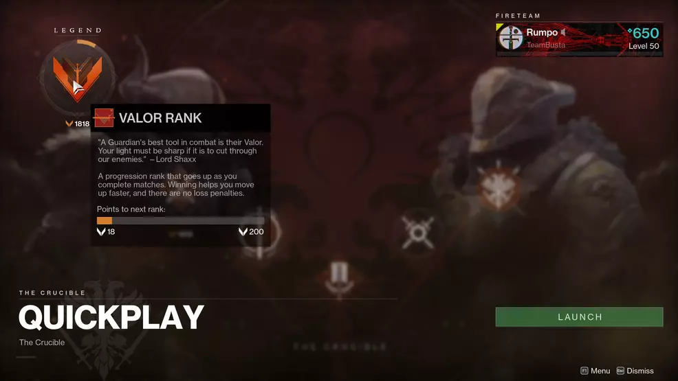 Valor Ranks Destiny 2