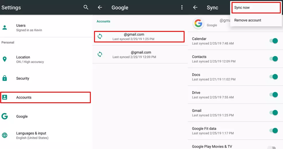 how to transfer Android contacts Google sync