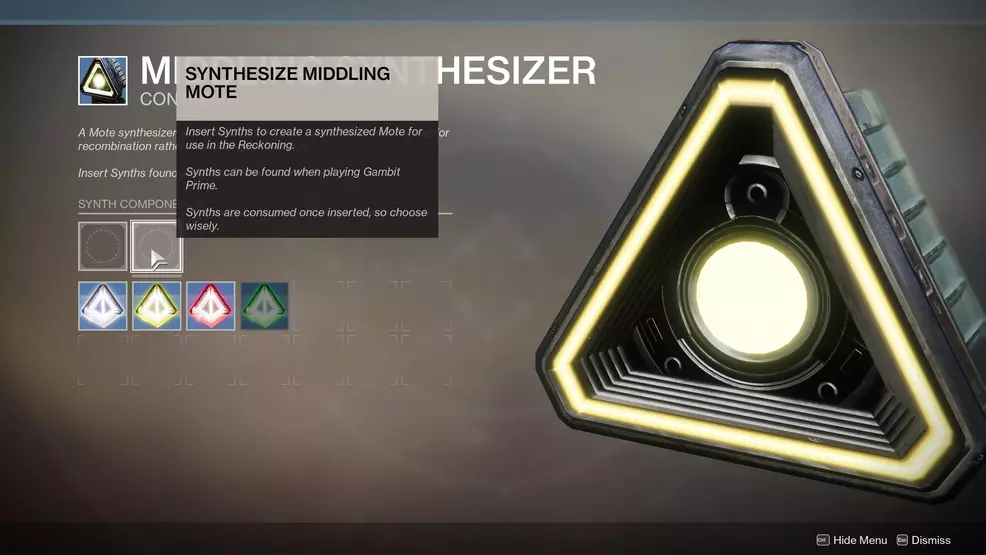 Destiny 2 middling synthesizer