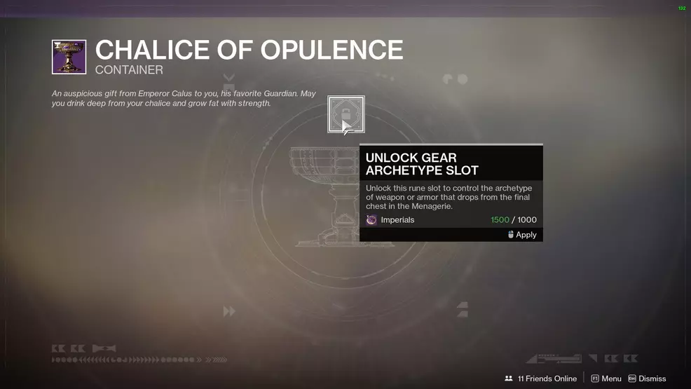 Destiny 2 Upgrade Chalice of Opulence