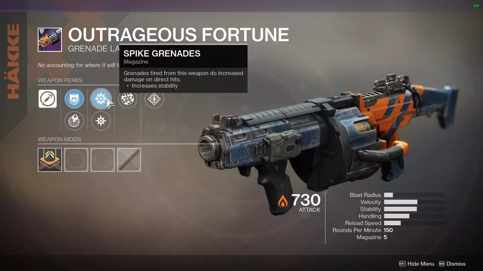 Outrageous Fortune Destiny 2