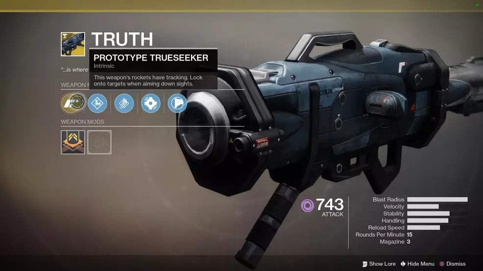 Destiny 2 Truth Exotic Rocket Launcher