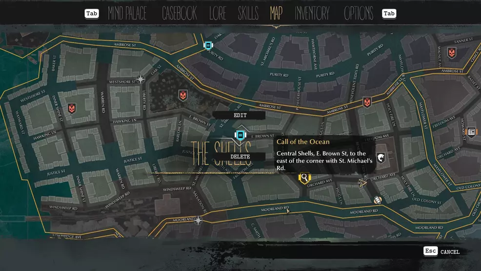 How to mark quest locations on the map in The Sinking City