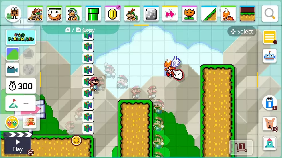 Super Mario Maker 2 Course Maker - How to grab and copy objects