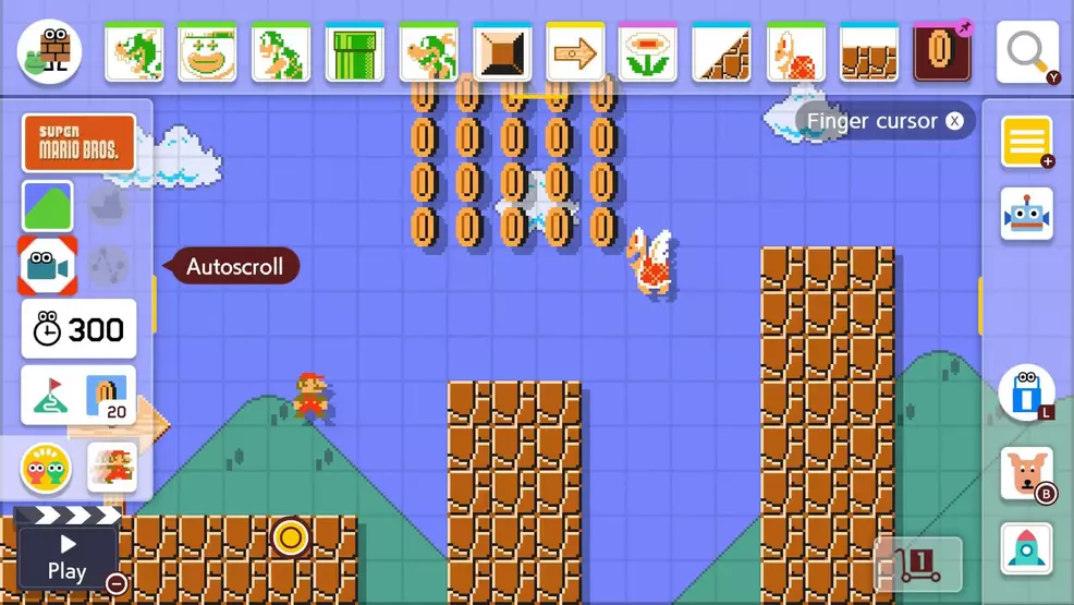 Super Mario Maker 2 Course Maker - How to use autoscroll button