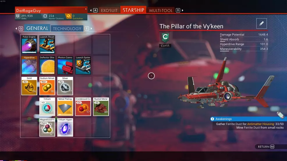 How to upgrade your ship's inventory in No Man's Sky