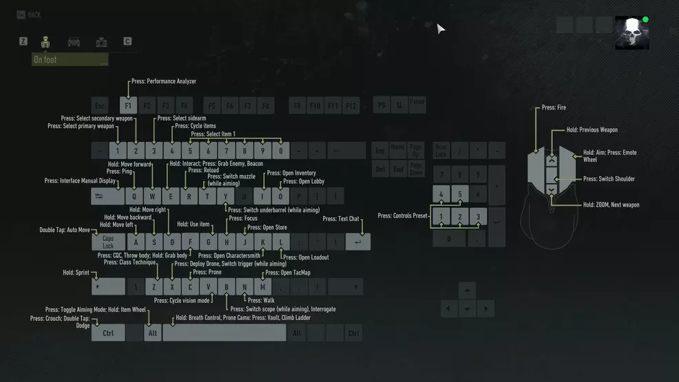 Ghost Recon Breakpoint - PC Keybindings