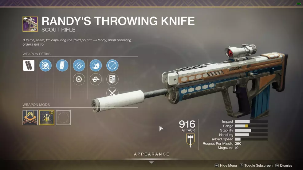 Destiny 2 Randy's Throwing Knife