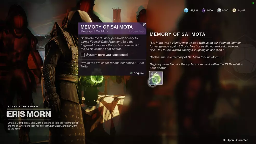 Destiny 2 Memory of Sai Mota