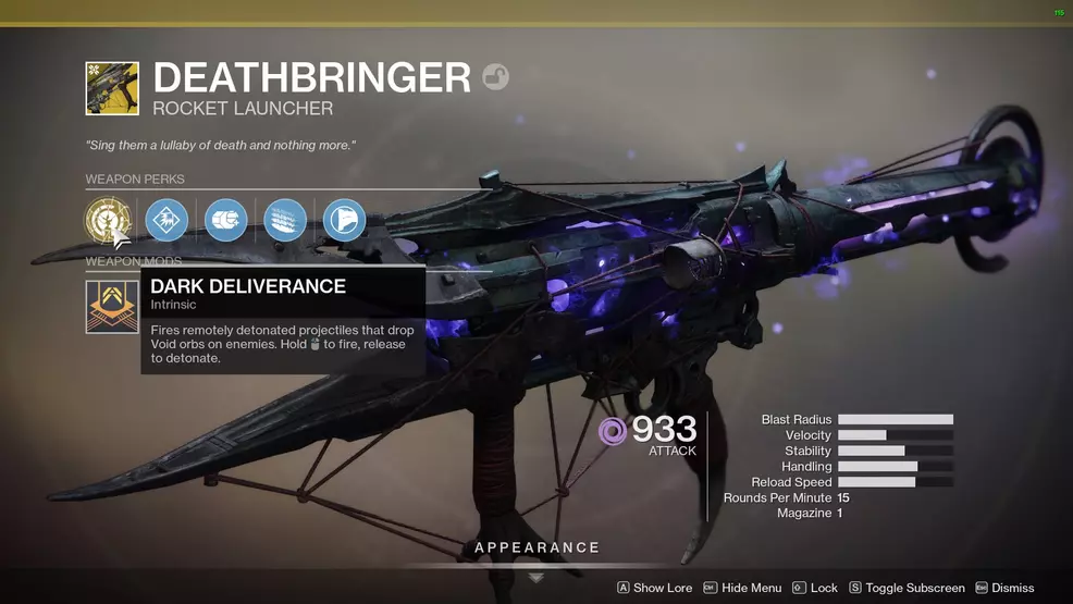 Destiny 2 Deathbringer perks