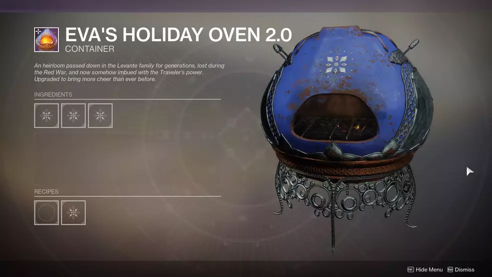 Destiny 2 The Dawning oven recipes