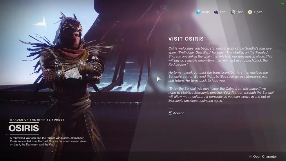 Destiny 2 visit osiris season of dawn