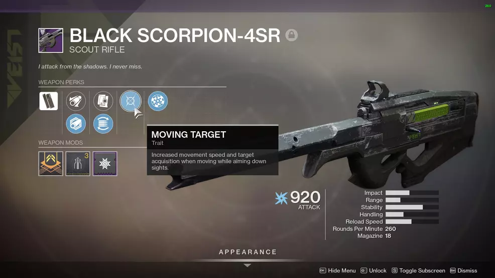 Destiny 2 Black Scorpion 4sr Scout Rifle