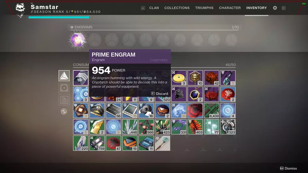 Destiny 2 Prime Engram Exotic source