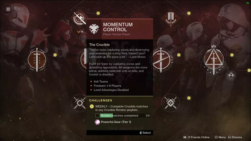 destiny 2 momentum control