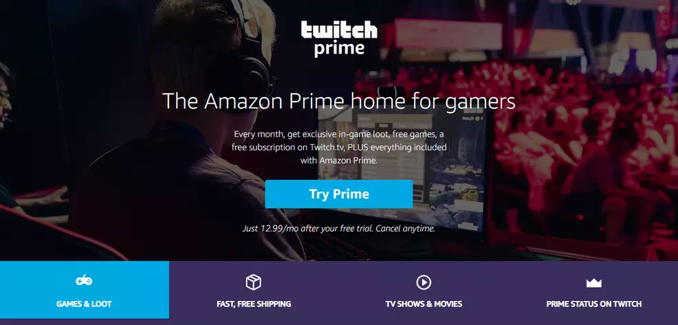 Twitch Prime subscription benefits