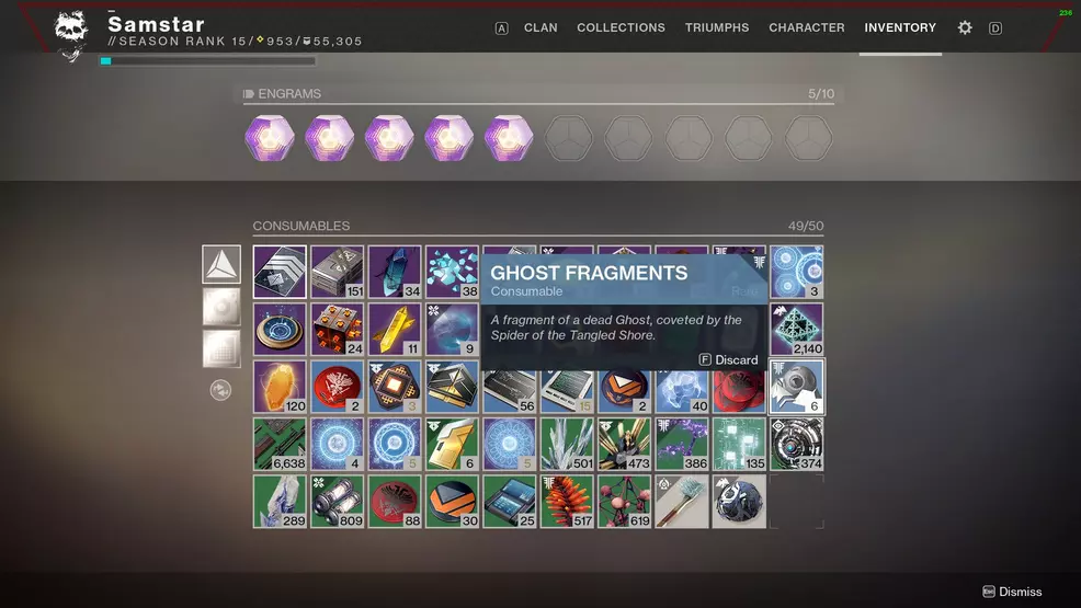 ghost fragments destiny 2