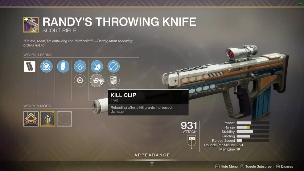 destiny 2 randy's throwing knife