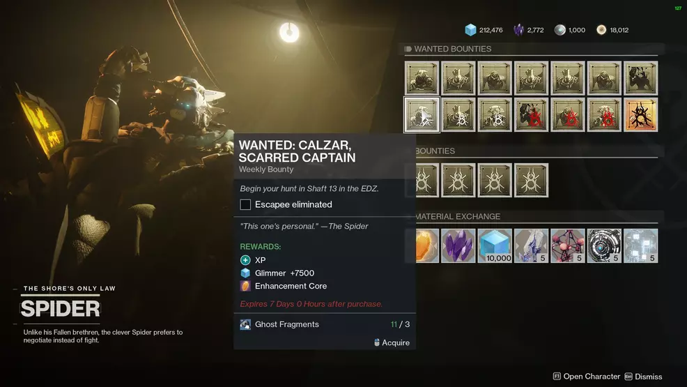 destiny 2 spider wanted bounty calzar scarred captain