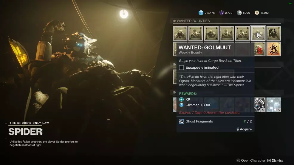 destiny 2 spider wanted golmuut