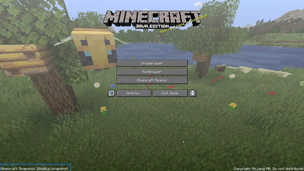 Minecraft game screen - version ID